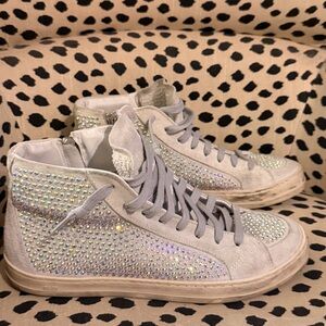 P448 Silver Glitter High-Top Sneakers